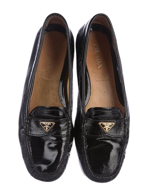 prada womens black patent slip on loafer|Women's Prada Loafers & Oxfords .